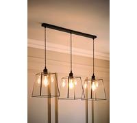 ValueLights Susie Glass Lantern Black 3 Drop Ceiling Light & Bulbs
