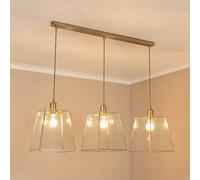 ValueLights Susie Glass Lantern Brushed Chrome 3 Ceiling Light & Bulbs