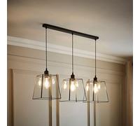 ValueLights Susie Glass Lantern Matte Black 3 Drop Ceiling Light