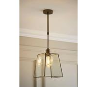 Valuelights Susie Glass Lantern Brushed Brass Adjustable Drop Ceiling Light
