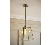 Valuelights Susie Glass Lantern Brushed Chrome Adjustable Drop Ceiling Light