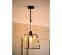 Valuelights Susie Glass Lantern Lamp Shade Adjustable Pendant Ceiling Light & Bulb In Black Black