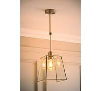 Valuelights Susie Glass Lantern Lamp Shade Adjustable Pendant Ceiling Light & Bulb In Silver Silver