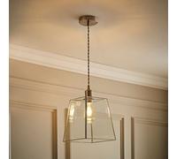 ValueLights | Susie Glass Lantern Lamp Shade Brushed Chrome Single Ceiling Pendant Light | Shades, Home Décor & Improvement Essential | Includes Full Wired Fitting