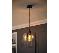 ValueLights Susie Glass Lantern Lamp Shade Drop Ceiling Pendant Light with Bulb in Bronze ValueLights Bronze