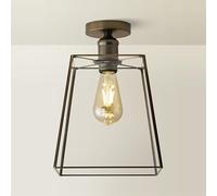 Valuelights Susie Glass Lantern Lamp Shade Flush Ceiling Fitting Light In Bronze Bronze