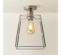 ValueLights Susie Glass Lantern Lamp Shade Flush Ceiling Fitting Light in Silver ValueLights Silver