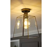 ValueLights Susie Glass Lantern Lamp Shade Flush Ceiling Fitting Light in Bronze ValueLights Bronze