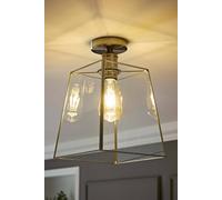ValueLights Susie Glass Lantern Lamp Shade Flush Ceiling Fitting Light in Silver ValueLights Silver