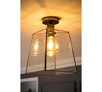 ValueLights Susie Glass Lantern Lamp Shade Flush Ceiling Light with Filament Bulb in Bronze ValueLights Bronze