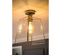 ValueLights Susie Glass Lantern Lamp Shade Flush Ceiling Light with Filament Bulb in Silver ValueLights Silver