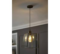 Valuelights Susie Glass Lantern Lamp Shade Single Drop Ceiling Pendant Light In Bronze Bronze