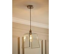 ValueLights | Susie Glass Lantern Lamp Shade Brushed Chrome Single Ceiling Pendant Light | Shades, Home Décor & Improvement Essential | Includes Full Wired Fitting