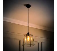 Susie Glass Lantern Lamp Shade Drop Ceiling Pendant Light with Bulb ValueLights Black One Size