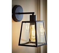 Valuelights Susie Glass Lantern Single Arm Wall Light In Black Black One Size