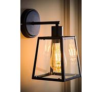 Valuelights Susie Glass Lantern Single Arm Wall Light With Bulb In Black Black One Size