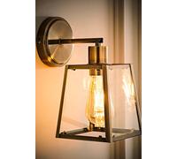 Valuelights Susie Antique Brass Glass Lantern Wall Light And Bulb
