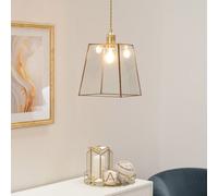 Susie Pair of Glass Pendant Lantern Case Easy Fit Lamp Shade with LED Bulbs ValueLights Gold One Size