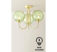 Valuelights Sydney 3 Arm Glass Shade Chandelier Style Ceiling Light And Bulbs In Gold Gold