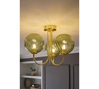 Valuelights Sydney 3 Arm Glass Shade Chandelier Style Ceiling Light In Gold Gold