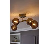 Valuelights Sydney 4 Arm Glass Swirl Shades Ceiling Light Fitting In Bronze Bronze