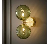 Valuelights Sydney Brushed Gold 2 Way Up Down Glass Swirl Shades Wall Light