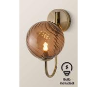 Valuelights Sydney Single Glass Swirl Shade Metal Wall Light Fitting And Bulb In Bronze Bronze