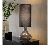 ValueLights | Sylvie Black Linen Tall Lamp Shade Smoked Glass Teardrop Squat Table Lamp | Table Lamps, Home Décor & Improvement Essential