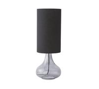 ValueLights | Sylvie Black Linen Tall Lamp Shade Smoked Glass Squat Table Lamp with LED Bulb | Table Lamps, Home Décor & Improvement Essential | Included LED Bulb