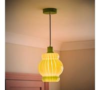 ValueLights | Taffy Stripe Green Glass Pendant Ceiling Light and Bubl | Ceiling Lights, Home Décor & Improvement Essential