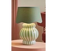 Valuelights Taffy Green Stripe Glass Table Lamp With Sage Scallop Shade