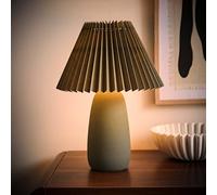 Valuelights Taggie Dark Green Ceramic Table Lamp With Origami Lamp Shade And Bulb Dark Green