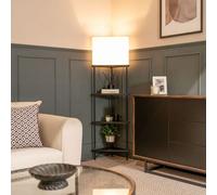 3-Shelf Corner Floor Lamp black