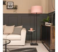 Tavel Black Marble Base Floor Lamp With Table And Large Blush Pink Shade ValueLights Black One Size
