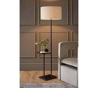 Valuelights Tavel Cream Boucle Fabric Shade Black Shelf Floor Lamp
