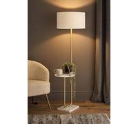 Valuelights Tavel Cream Boucle Fabric Shade Gold Shelf Floor Lamp