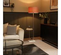 Tavel Brushed Chrome Floor Lamp Light with Velvet Shade ValueLights Dusty Pink 18 inches