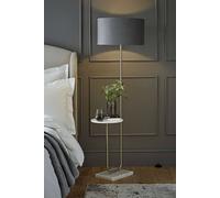 Valuelights Tavel Brushed Chrome Floor Lamp Light With Velvet Shade In Grey Grey