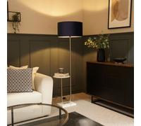 Tavel Brushed Chrome Floor Lamp Light with Velvet Shade ValueLights Navy 18 inches