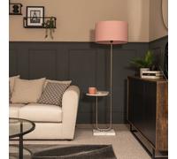 Tavel Brushed Chrome Marble Base Floor Lamp With Table And Large Blush Pink Shade ValueLights Silver One Size