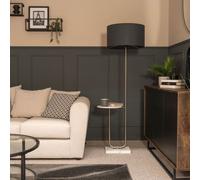 MiniSun | Large Brushed Chrome Curved Stem Marble Standing Light with Charcoal Shade | Table Lamps, Home Décor & Improvement Essential