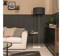 Valuelights Tavel Brushed Chrome Silver Floor Lamp With Table And Charcoal Shade