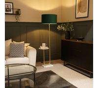 Tavel Brushed Gold Floor Lamp Light with Velvet Shade ValueLights Bottle Green 18 inches