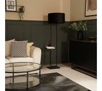 Tavel Brushed Matt Black Floor Lamp Light with Velvet Shade ValueLights Black 18 inches