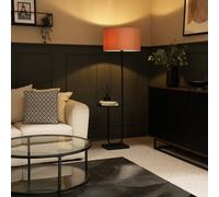 Valuelights Tavel Brushed Matt Black Floor Lamp Light With Velvet Shade In Dusty Pink Dusty Pink 18 inches