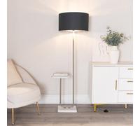 Valuelights Tavel Chrome Floor Lamp With Table And Black With Chrome Inner Lamp Shade