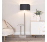Tavel Chrome Floor Lamp with Table and Fabric Drum & Chrome Inner Lamp Shade ValueLights Black One Size