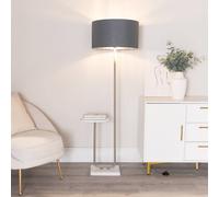 Tavel Chrome Floor Lamp with Table and Fabric Drum & Chrome Inner Shade & Bulb ValueLights Charcoal One Size
