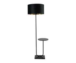 ValueLights | Tavel Matt Black Metal Floor Lamp with Table with Black Velvet & Gold Inner Shade & Warm White Bulb | Table Lamps, Home Décor & Improvement Essential