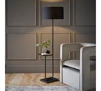 MiniSun | Large Matt Black Curved Stem Marble Floor Lamp with Black Shade | Table Lamps, Home Décor & Improvement Essential